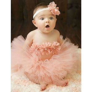 Baby Peach Tutu Headband & Chest Cover Photo Prop